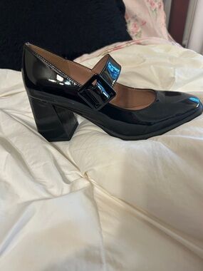 Paolo Black Patent Mary Jane Block Heel